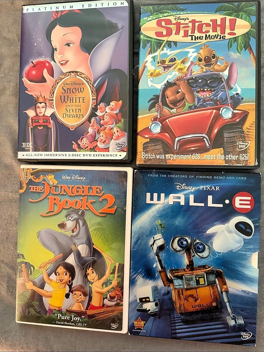 Disney DVD movie collection 4- Multicolor: Snow White, Stitch, Jungle Book 2 and